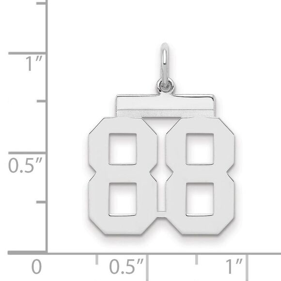 Sterling Silver, Athletic Collection Medium Polished Number 88 Pendant - Picture 2 of 3